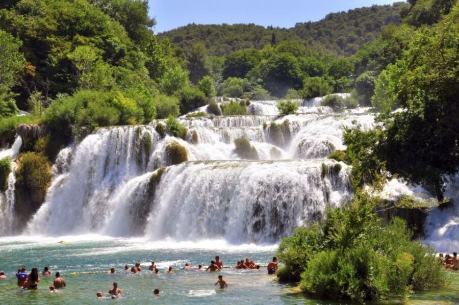 From Omiš: Krka Waterfalls and Trogir Small Group Tour