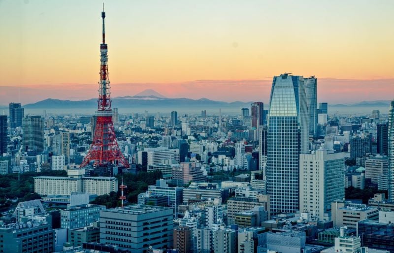Tokyo Tower and Mount Fuji from the Tokyo Skytree (Standard Size)
